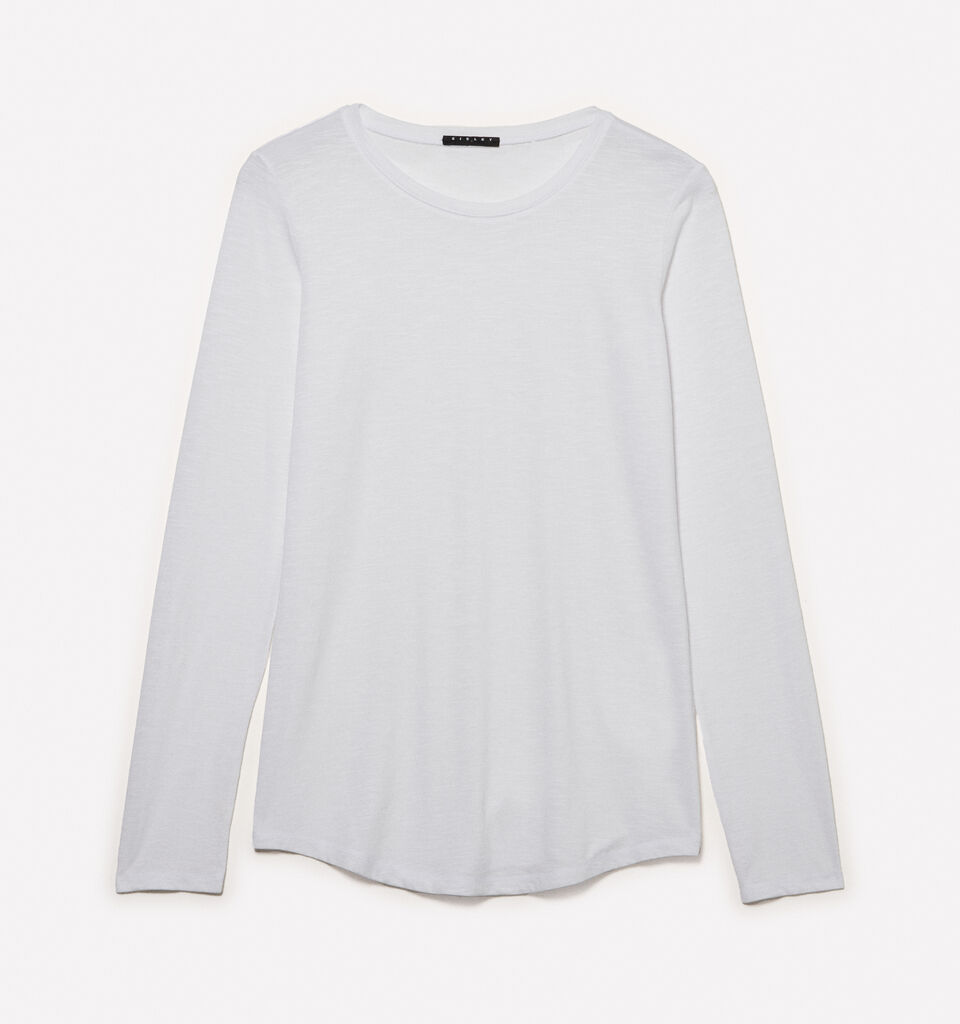 Μπλούζα λευκή μακρυμάνικη με λαιμόκοψη - μπλουζάκια μακρυμάνικα γυναικεία - Λευκο | Sisley image number 5